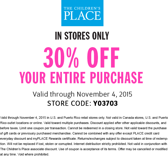 Childrens Place Coupon April 2024 30% off at The Childrens Place, or 25% online via promo code 25OFFER3
