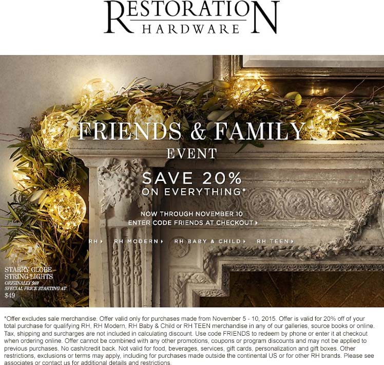 Restoration Hardware coupons & promo code for [May 2024]