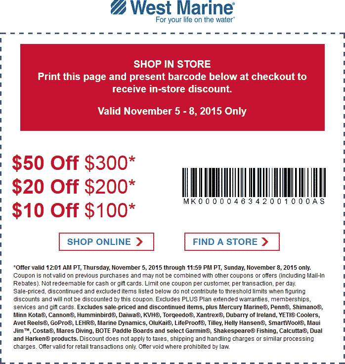 West Marine Coupon April 2024 $10 off $100 & more today at West Marine, or online via promo code LAUNCH