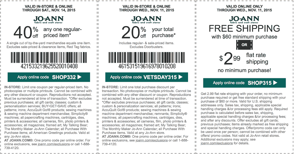 Jo-Ann Fabric Coupon April 2024 20% off everything, 40% off a single item at Jo-Ann Fabric, or online via promo code SHOP332