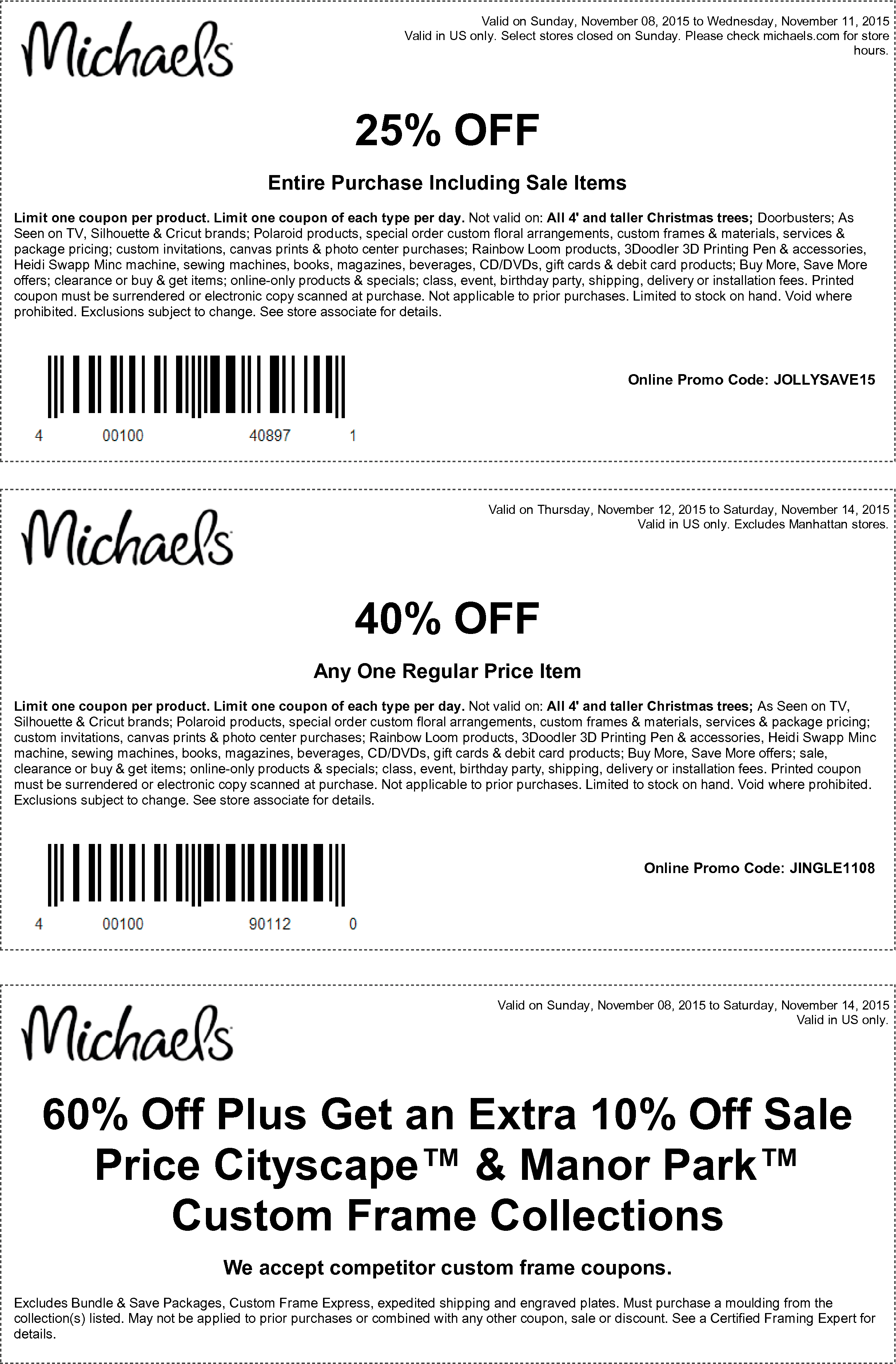 Michaels Coupon April 2024 25% off everything & more at Michaels, or online via promo code JOLLYSAVE15