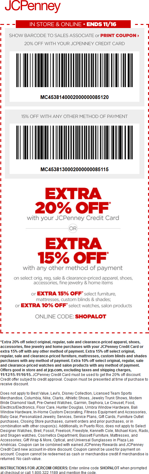 JCPenney Coupon April 2024 Extra 15% off at JCPenney, or online via promo code SHOPALOT