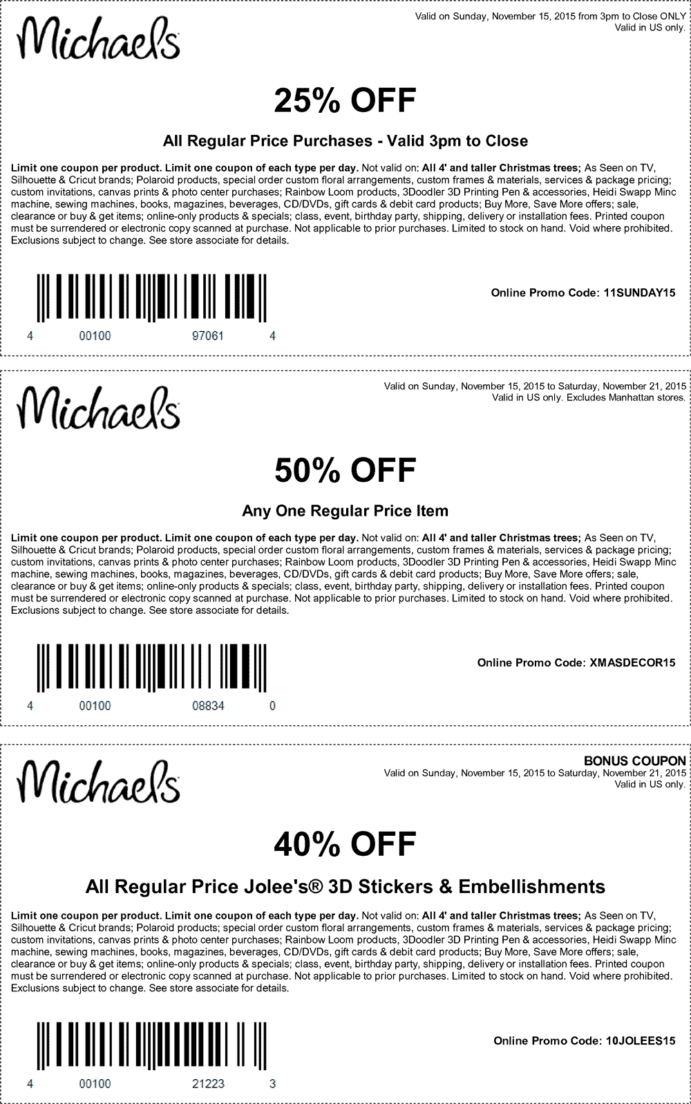 Michaels Coupon April 2024 50% off a single item at Michaels, or online via promo code XMASDECOR15