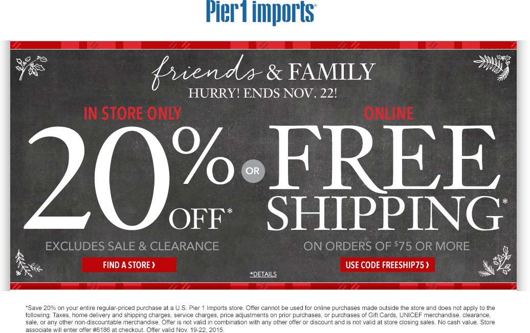 Pier 1 Coupon April 2024 20% off the tab at Pier 1 Imports