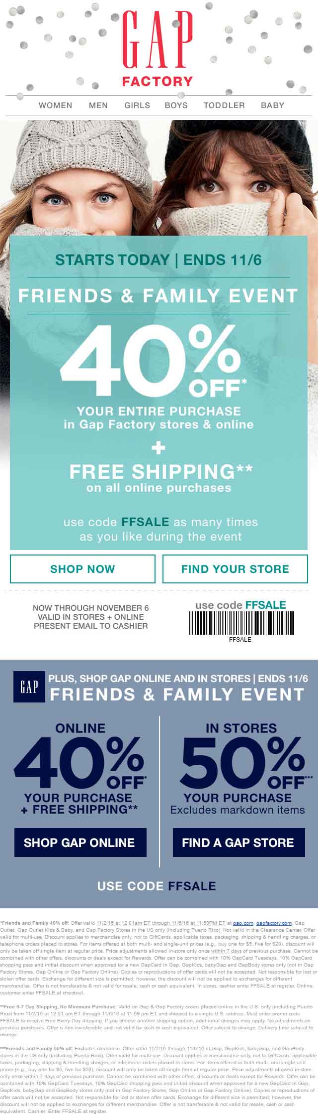 gap outlet promo code