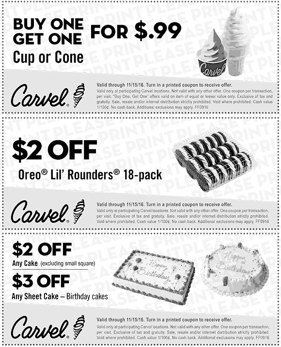 Carvel Coupon March 2024 Second ice cream cone for a buck & more at Carvel