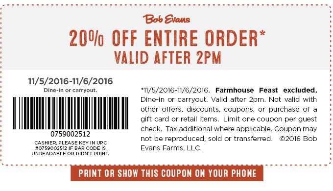 Bob Evans December 2020 Coupons and Promo Codes ðŸ›’