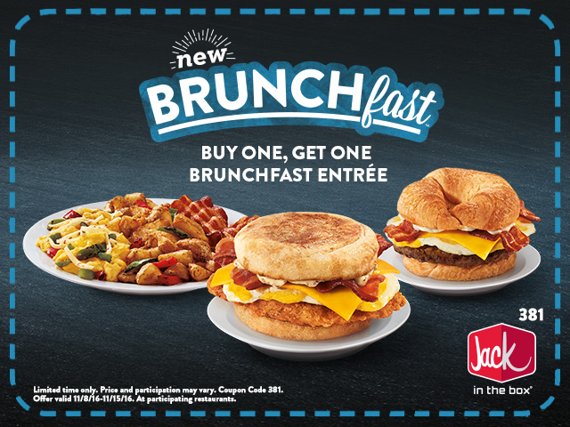 Jack in the Box Coupon April 2024 Second bunchfast entree free at Jack in the Box