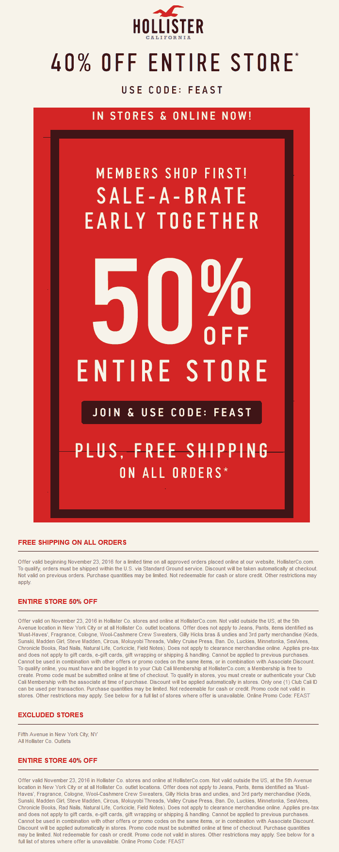 hollister discount code