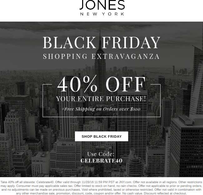 Jones New York Coupon April 2024 40% off online at Jones New York via promo code CELEBRATE40