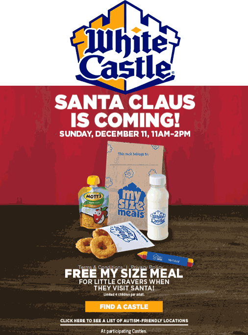 White Castle Coupon April 2024 4 free kids meals the 11th at White Castle