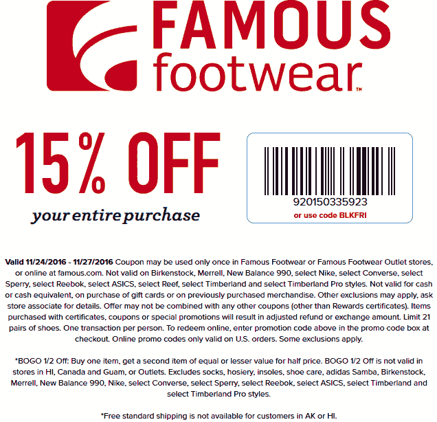 Famous Footwear December 2020 Coupons 