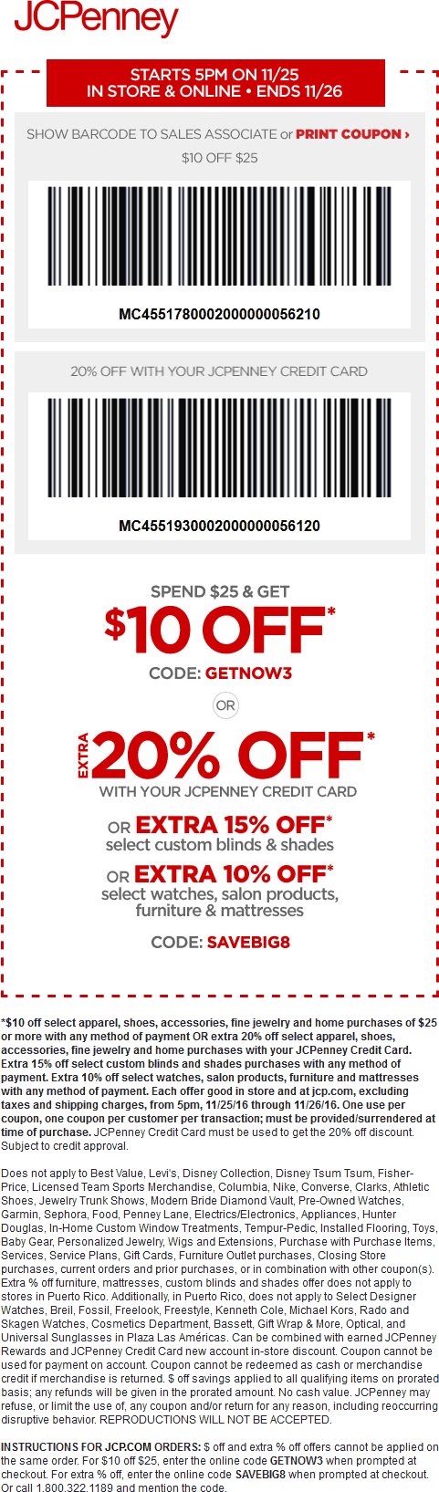 JCPenney Coupon May 2024 $10 off $25 at JCPenney, or online via promo code GETNOW3