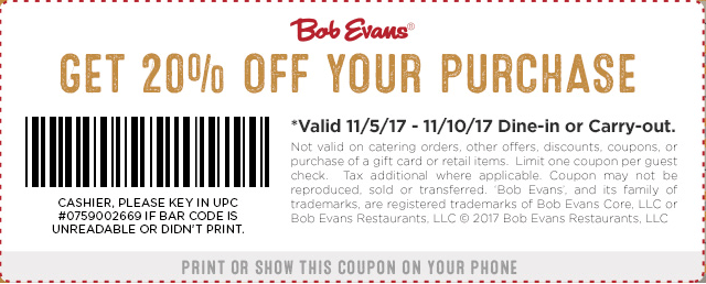 Bob Evans June 2020 Coupons and Promo Codes ðŸ›’