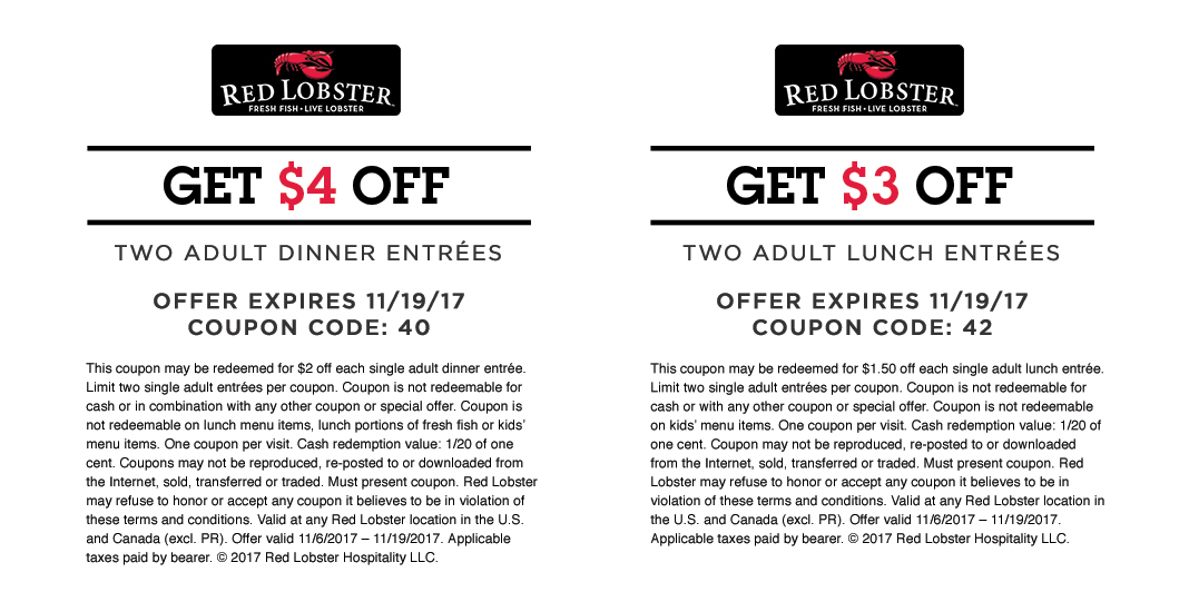 Red Lobster Coupon April 2024 $3-$4 off a couple entrees at Red Lobster