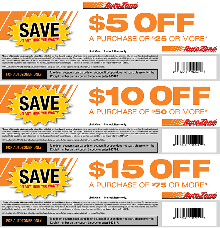 AutoZone Coupon March 2024 $5 off $25 more at AutoZone