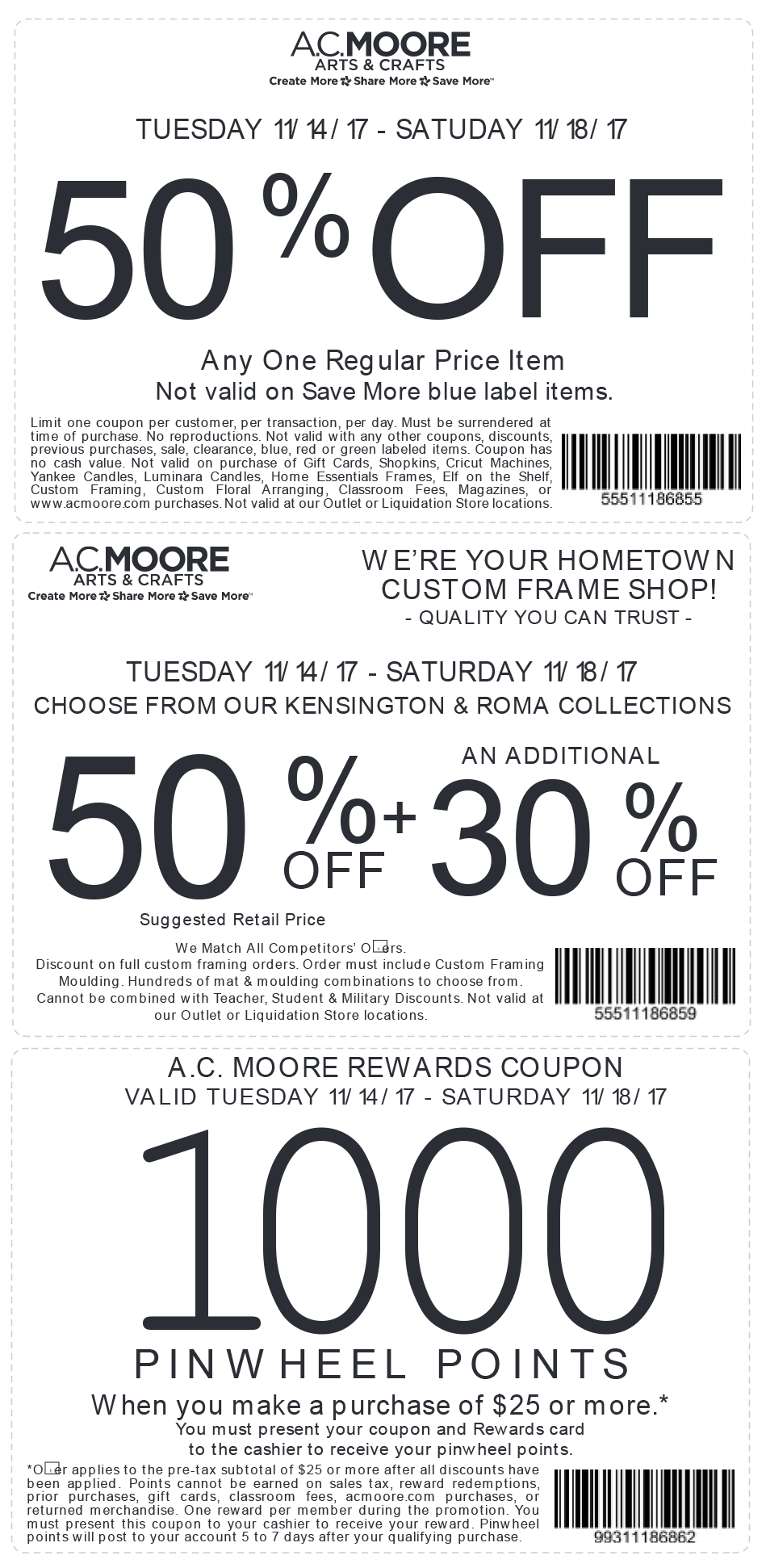 A.C. Moore Coupon April 2024 50% off a single item at A.C. Moore
