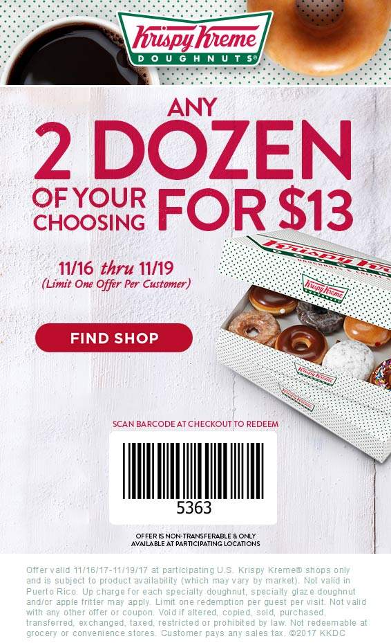 Krispy Kreme Coupon 2024 Printable Shani Corabella