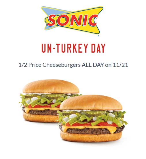 Sonic Drive-In Coupon April 2024 50% off cheeseburgers Tuesday at Sonic Drive-In restaurants
