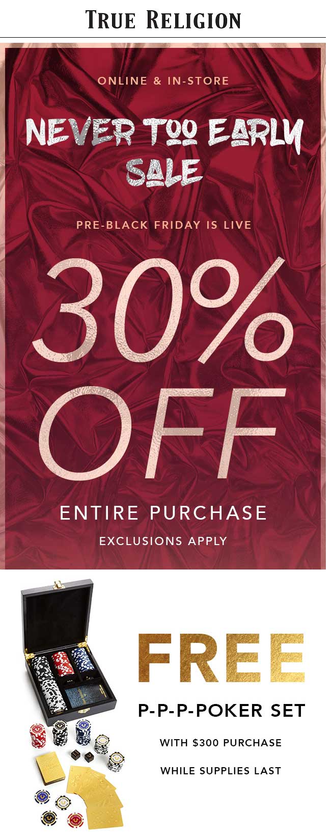 True Religion Coupon April 2024 30% off everything at True Religion, ditto online