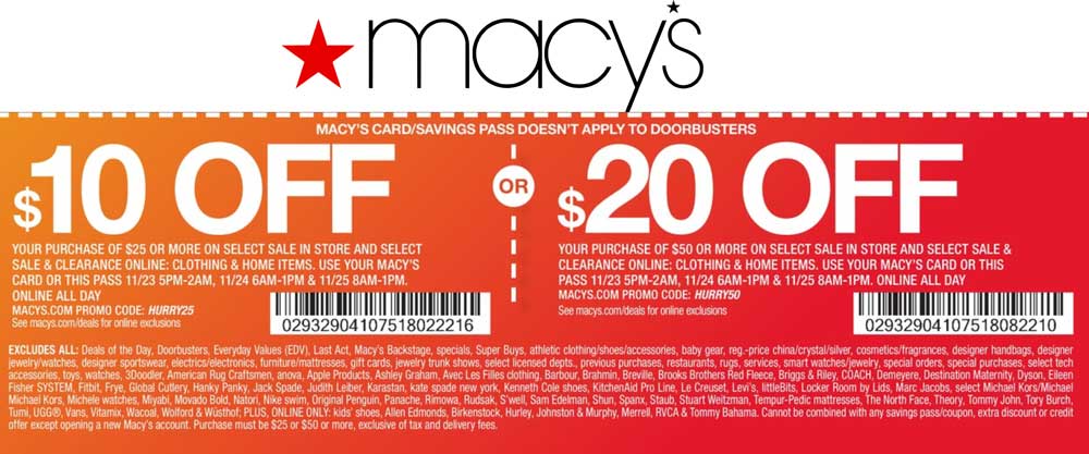 Macys Coupon April 2024 $10 off $25 & more at Macys, or online via promo code HURRY25