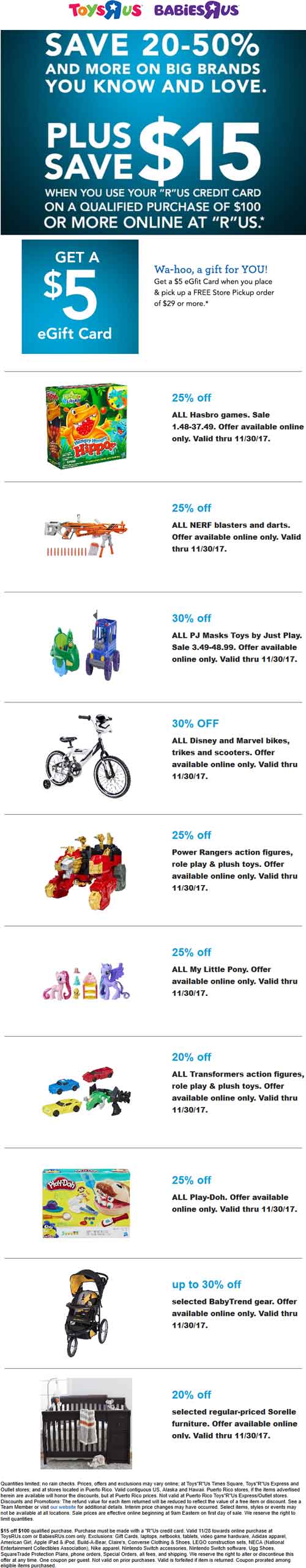 Toys R Us Coupon April 2024 $5 egift off $29 in-store pickup, 25% off games & more at Toys R Us