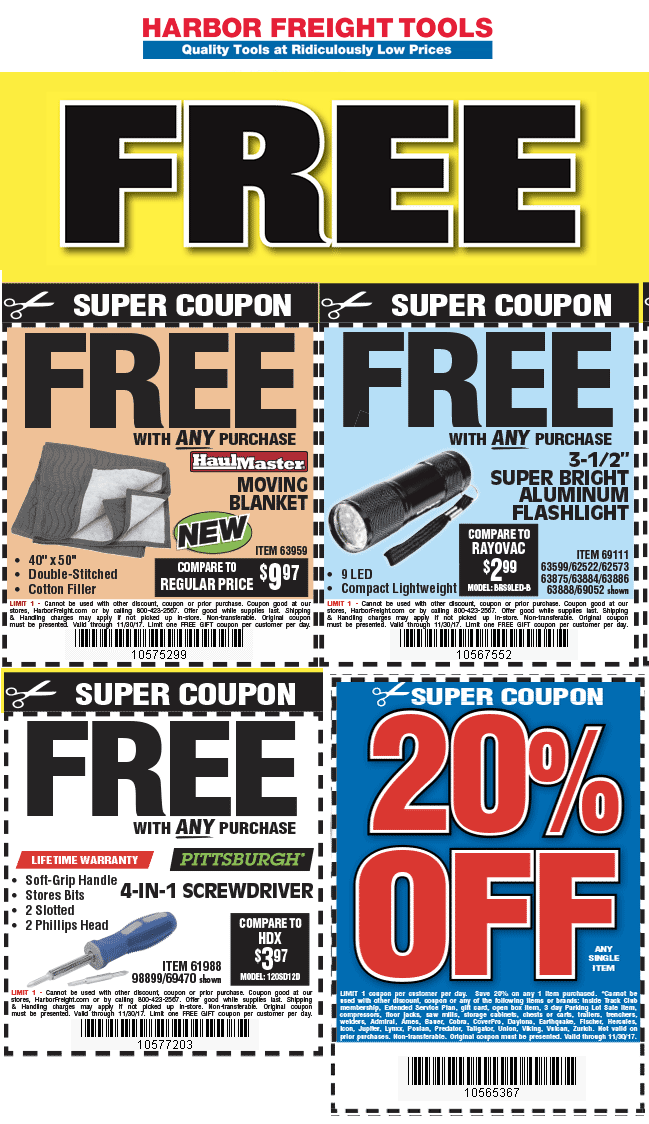 Harbor Freight Tools Coupon April 2024 20% off a single item & more at Harbor Freight Tools