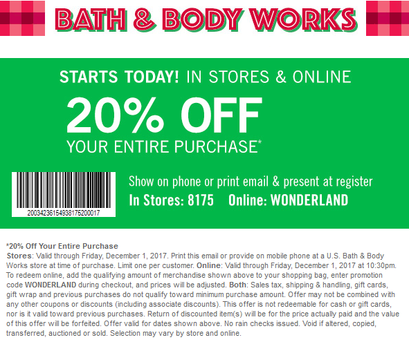 bath and body works online coupons