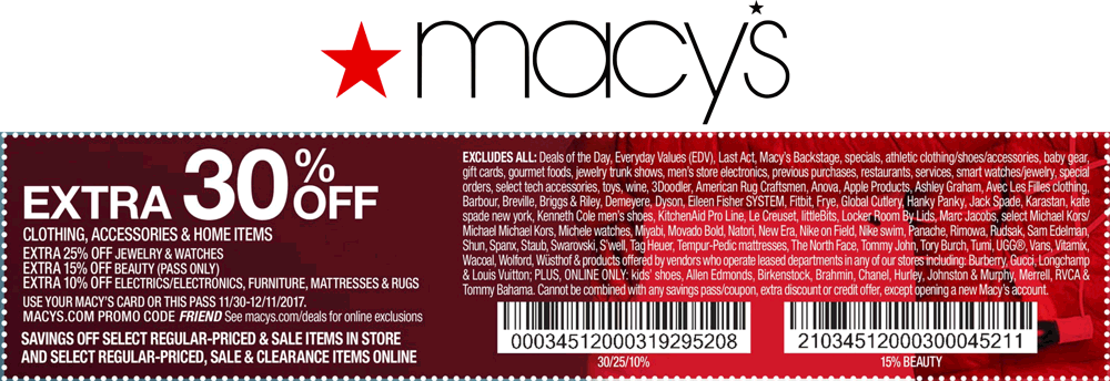 Macys Coupons Extra 30 Off At Macys Or Online Via Promo Code.