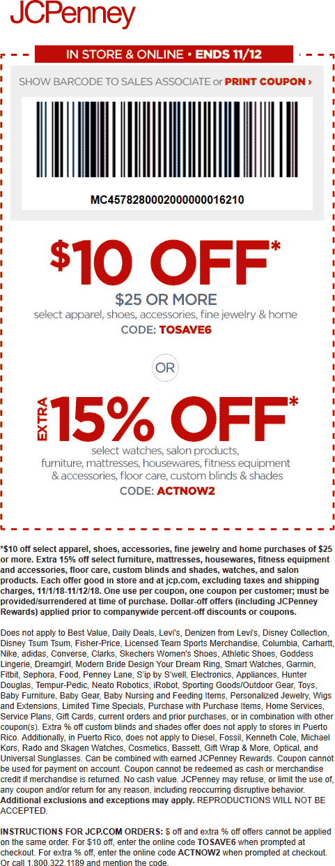 JCPenney Coupon April 2024 $10 off $25 & more at JCPenney, or online via promo code TOSAVE6