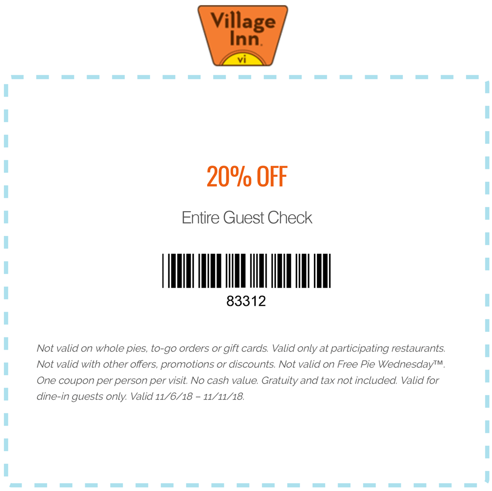 Village Inn Coupon March 2024 20% off at Village Inn restaurants