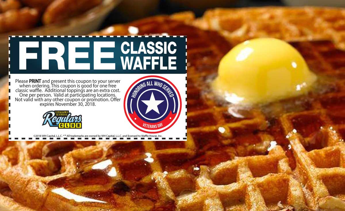 Waffle House Coupon April 2024 Free waffle at Waffle House