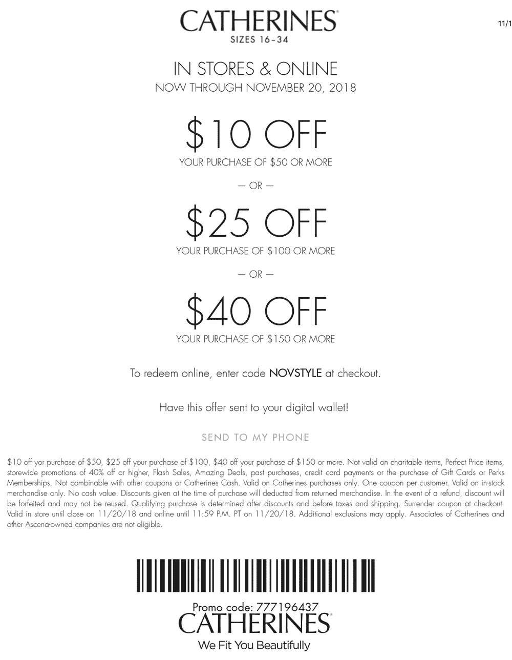 Catherines Coupon April 2024 $10 off $50 & more at Catherines, or online via promo code NOVSTYLE