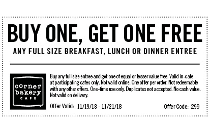 Corner Bakery coupons & promo code for [March 2024]