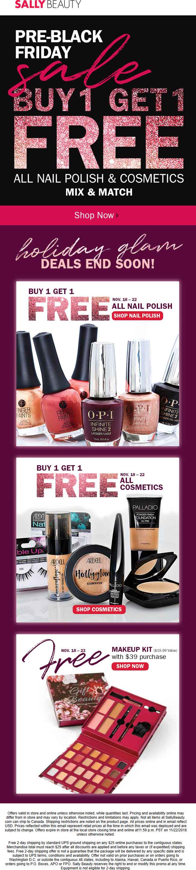 Sally Beauty Coupon April 2024 Second cosmetic or nail polish free at Sally Beauty, ditto online