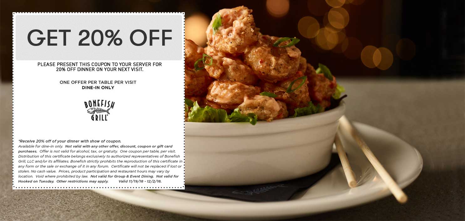 Bonefish Grill coupons & promo code for [March 2024]