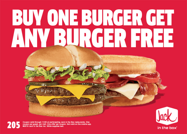 Jack in the Box Coupon April 2024 Second burger free at Jack in the Box restaurants