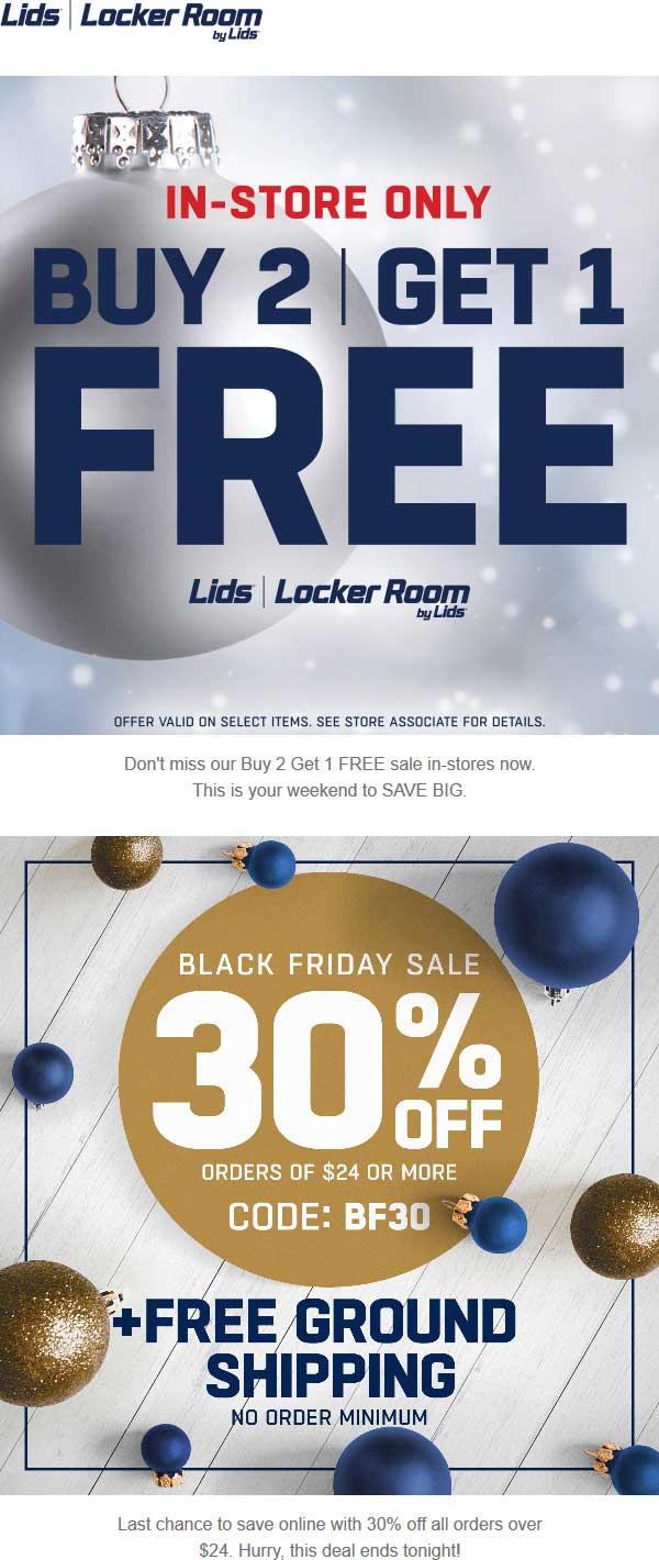 Lids Coupon March 2024 3rd free at Lids & Locker Room