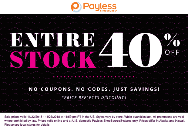 Payless Shoesource Coupon April 2024 40% off everything at Payless Shoesource, ditto online