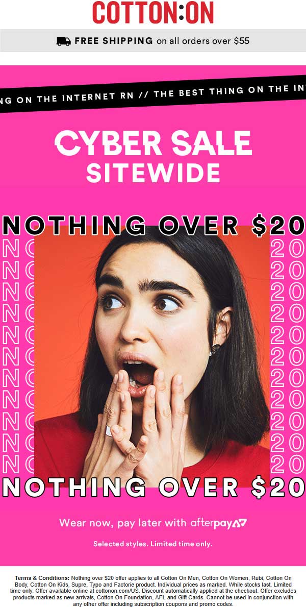 Cotton On Coupon April 2024 Nothing over $20 today online at Cotton On