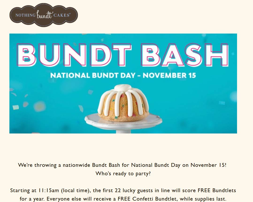Nothing Bundt Cakes coupons & promo code for [May 2022]