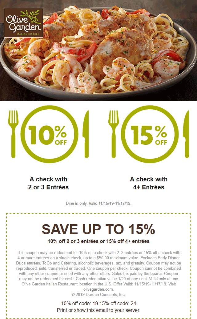 Olive Garden coupons & promo code for [October 2022]