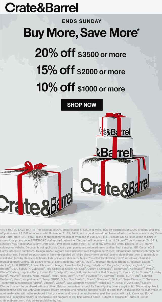 Crate & Barrel coupons & promo code for [January 2022]