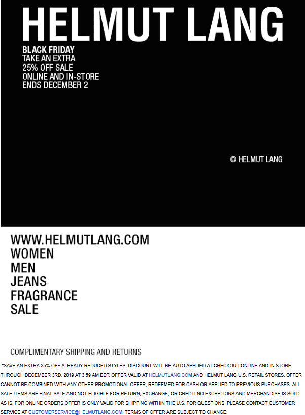 Helmut Lang coupons & promo code for [May 2022]