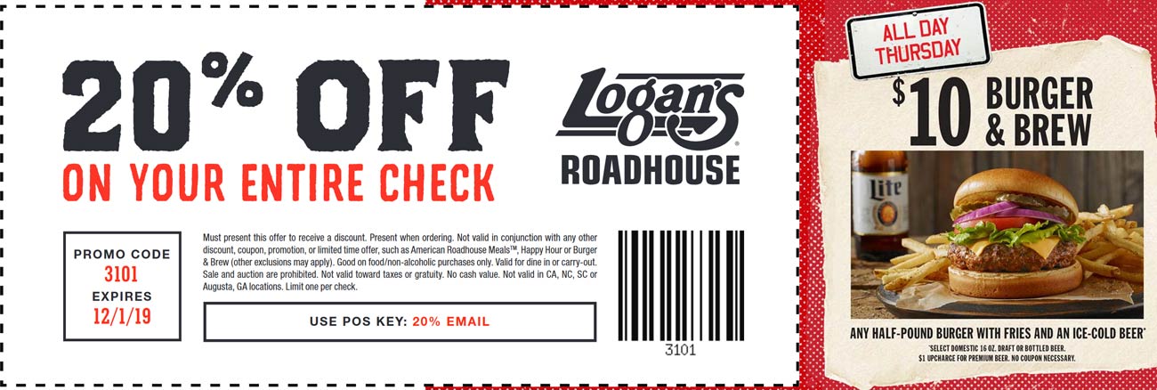 Logans Roadhouse coupons & promo code for [October 2022]