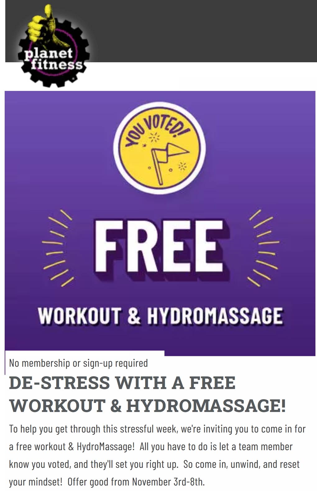 Planet Fitness stores Coupon  Free hydromassage + workout at Planet Fitness gyms #planetfitness 