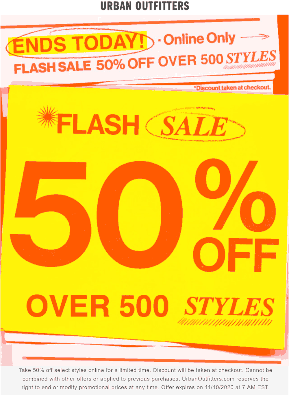 50 off online today at Urban Outfitters urbanoutfitters The Coupons