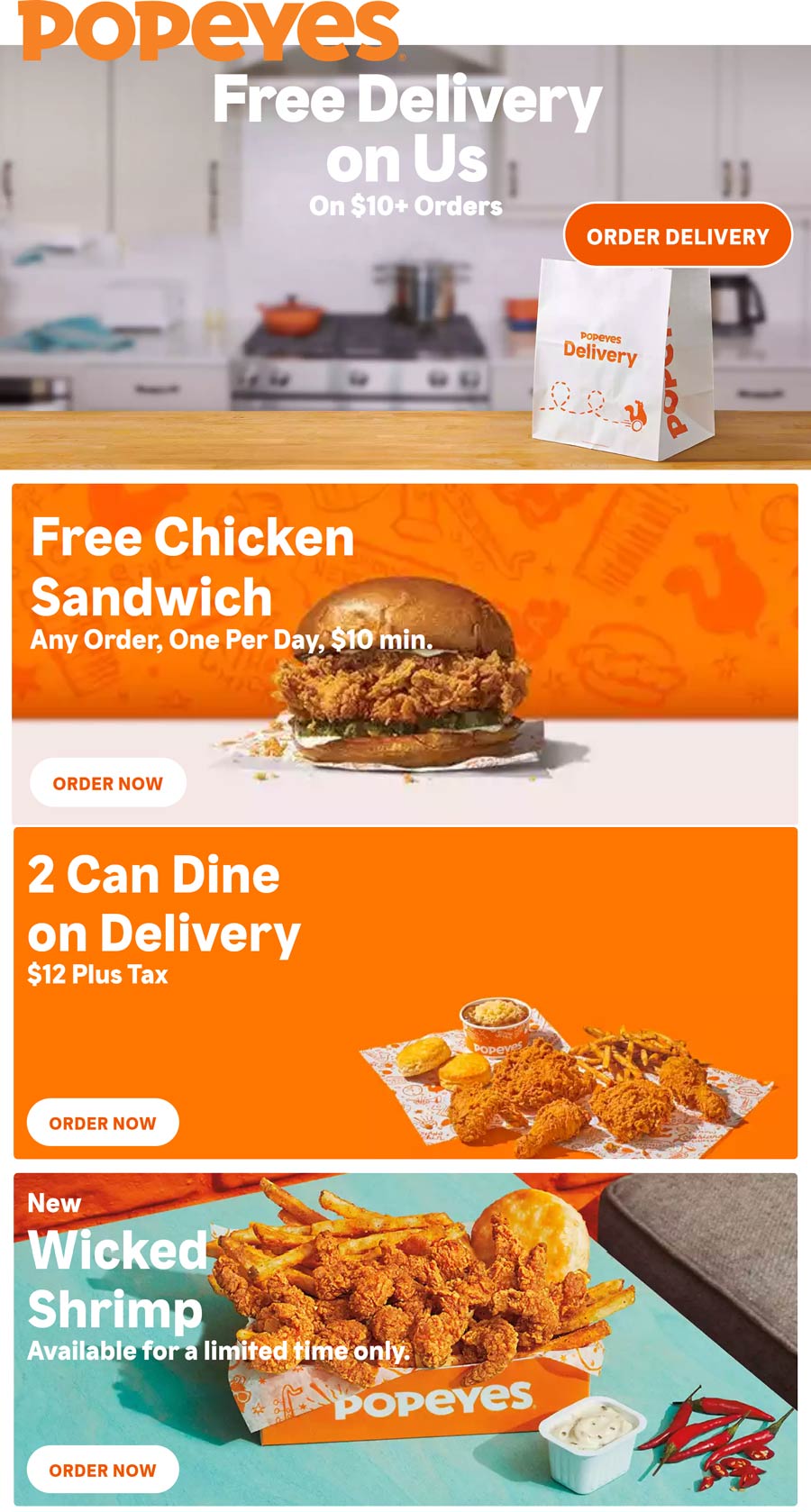 Popeyes restaurants Coupon  Free chicken sandwich with $10 spent & more at Popeyes #popeyes 