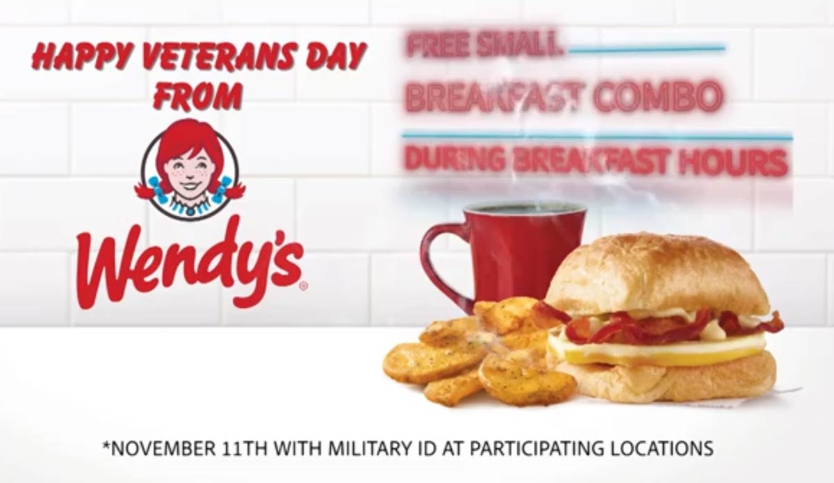 Wendys breakfast veterans day