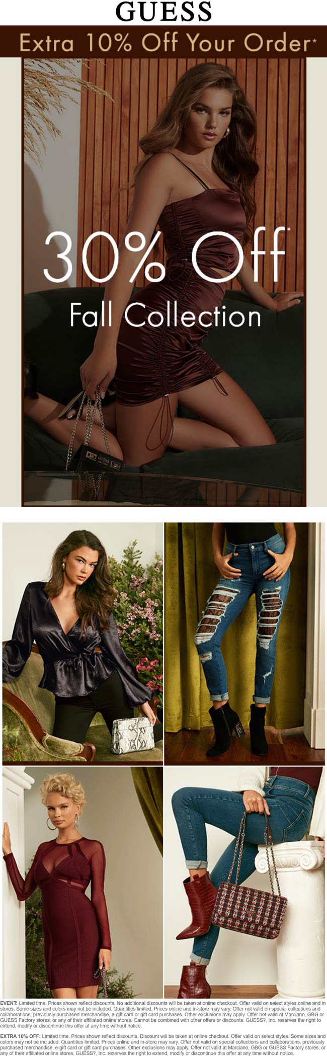 GUESS stores Coupon  30% off Fall & more at GUESS, or online via promo code GUESSLIST15 #guess 